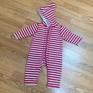 Hanna Andersson Red Stripe Sherpa Bunting (6-12M)